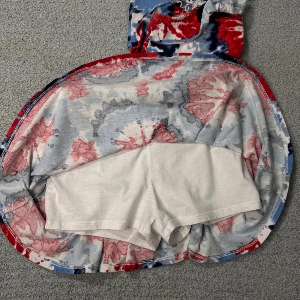 The Children's Place Skort Set Tie Dye XL 14 Red White Blue Americana July 4th - Picture 9 of 9